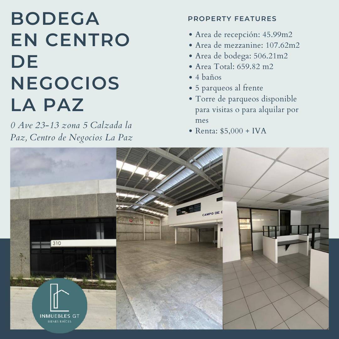 Bodega en RENTA en zona 5 - Centro de Negocios la Paz - Image 1